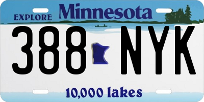 MN license plate 388NYK