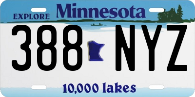 MN license plate 388NYZ