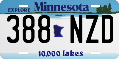 MN license plate 388NZD
