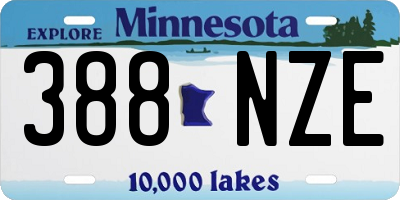 MN license plate 388NZE