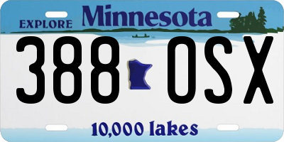 MN license plate 388OSX