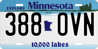 MN license plate 388OVN