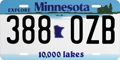 MN license plate 388OZB