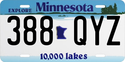 MN license plate 388QYZ