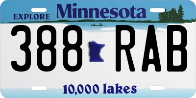 MN license plate 388RAB