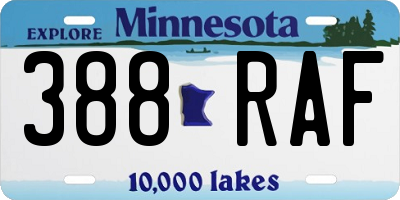 MN license plate 388RAF