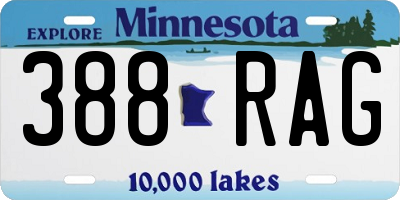 MN license plate 388RAG