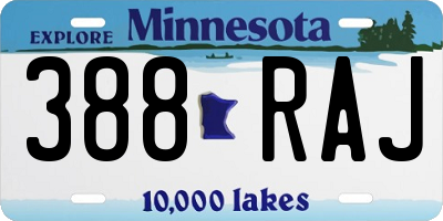MN license plate 388RAJ