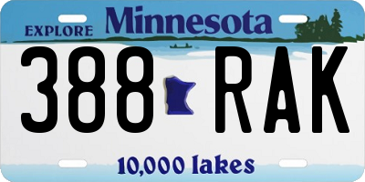 MN license plate 388RAK