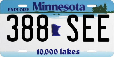 MN license plate 388SEE