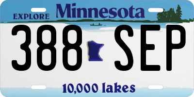 MN license plate 388SEP