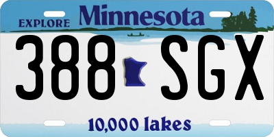 MN license plate 388SGX