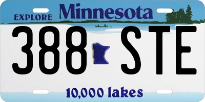 MN license plate 388STE