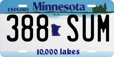 MN license plate 388SUM