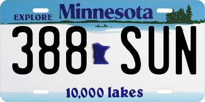 MN license plate 388SUN