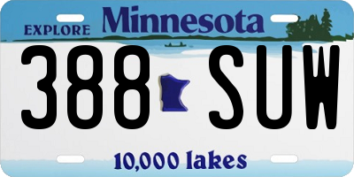 MN license plate 388SUW