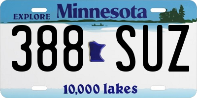 MN license plate 388SUZ