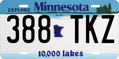 MN license plate 388TKZ