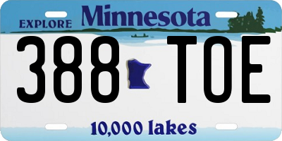 MN license plate 388TOE