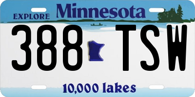 MN license plate 388TSW