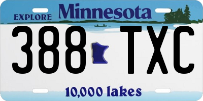MN license plate 388TXC