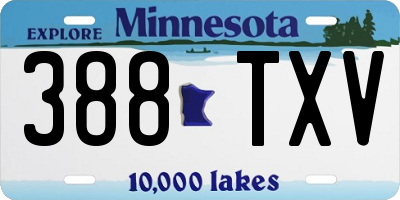MN license plate 388TXV
