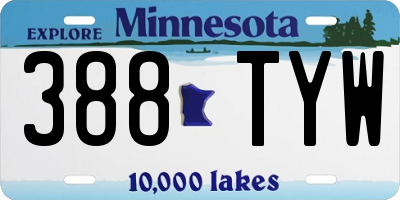 MN license plate 388TYW