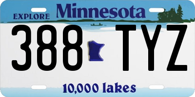 MN license plate 388TYZ
