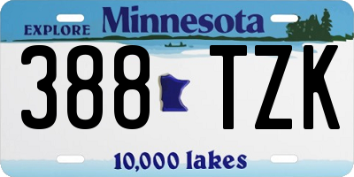 MN license plate 388TZK