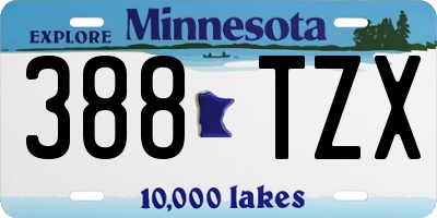 MN license plate 388TZX