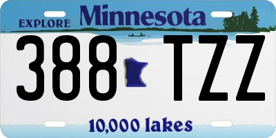 MN license plate 388TZZ