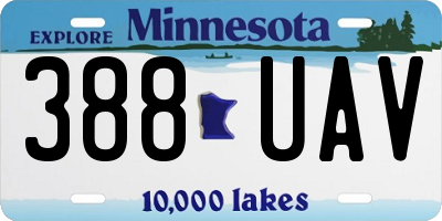 MN license plate 388UAV