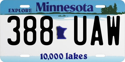 MN license plate 388UAW