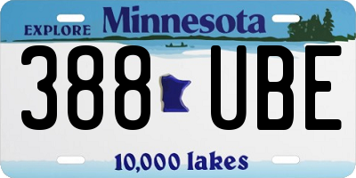 MN license plate 388UBE
