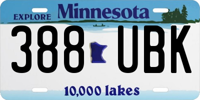 MN license plate 388UBK