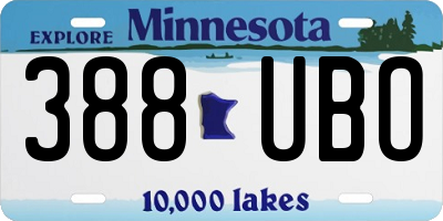 MN license plate 388UBO