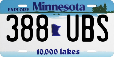 MN license plate 388UBS