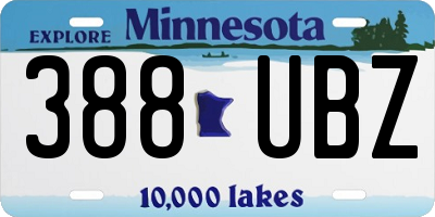 MN license plate 388UBZ