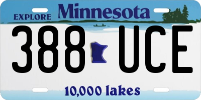 MN license plate 388UCE