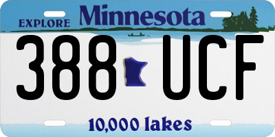 MN license plate 388UCF
