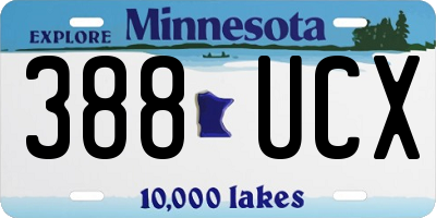 MN license plate 388UCX