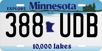 MN license plate 388UDB