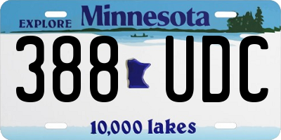 MN license plate 388UDC