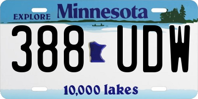 MN license plate 388UDW