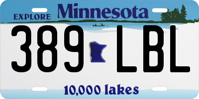 MN license plate 389LBL