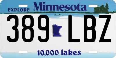 MN license plate 389LBZ