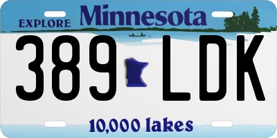 MN license plate 389LDK