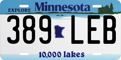 MN license plate 389LEB