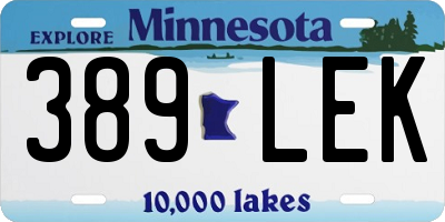 MN license plate 389LEK