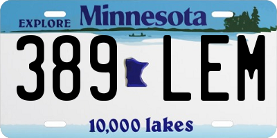 MN license plate 389LEM